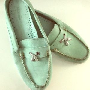 L.L. Bean slip on leather loafers mint green